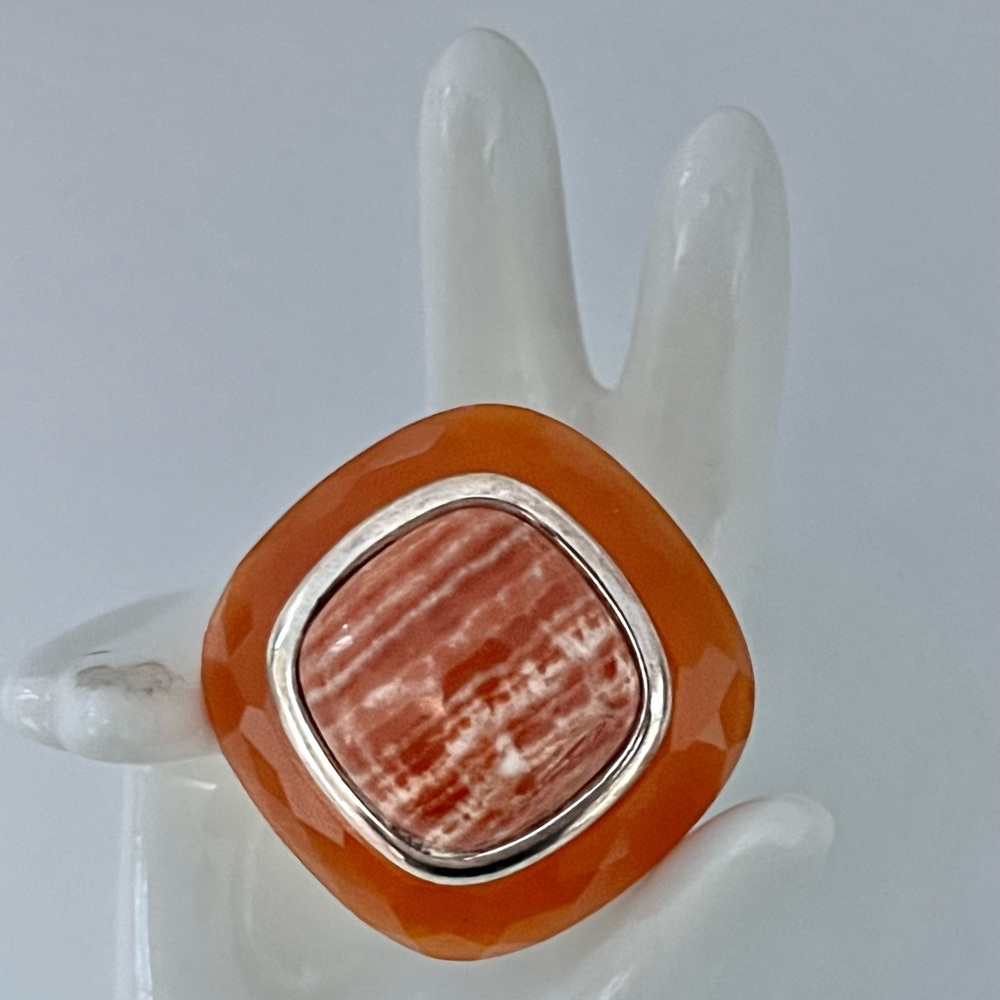Whitney Kelly WK 925 sterling convoluted jasper carnelian statement ring sz 7